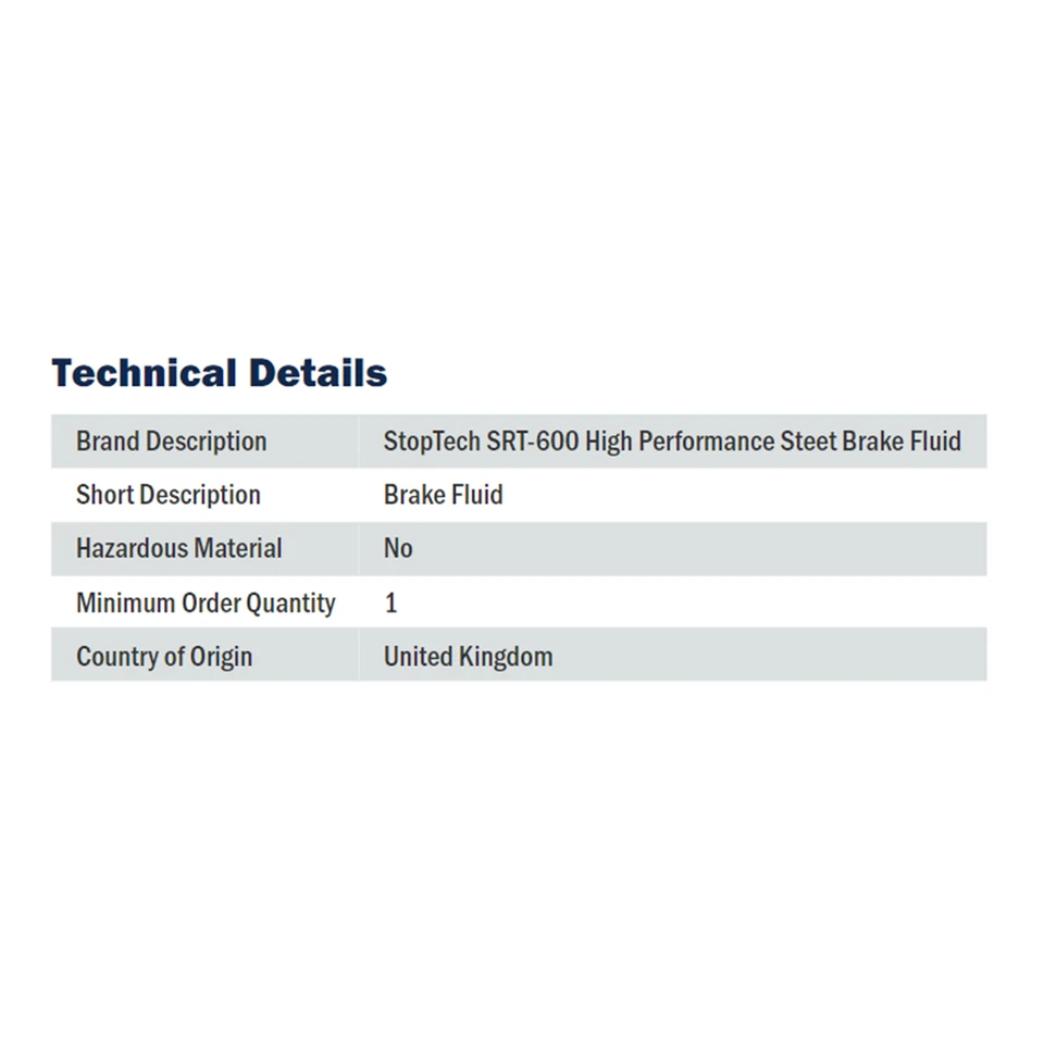 Fluido de freio StopTech Centric SRT-600 alto desempenho Steet universal #501.00001 - Imagem 4 de 4