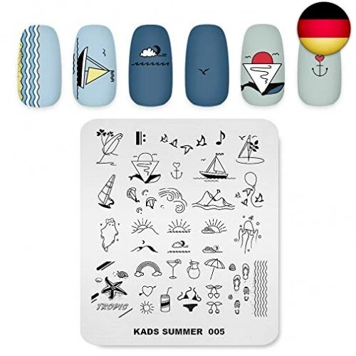Nagel Stempelplatte Sommer Thema Bild Druck Design Vorlagen Schwimmen Strand - Bild 2 von 4