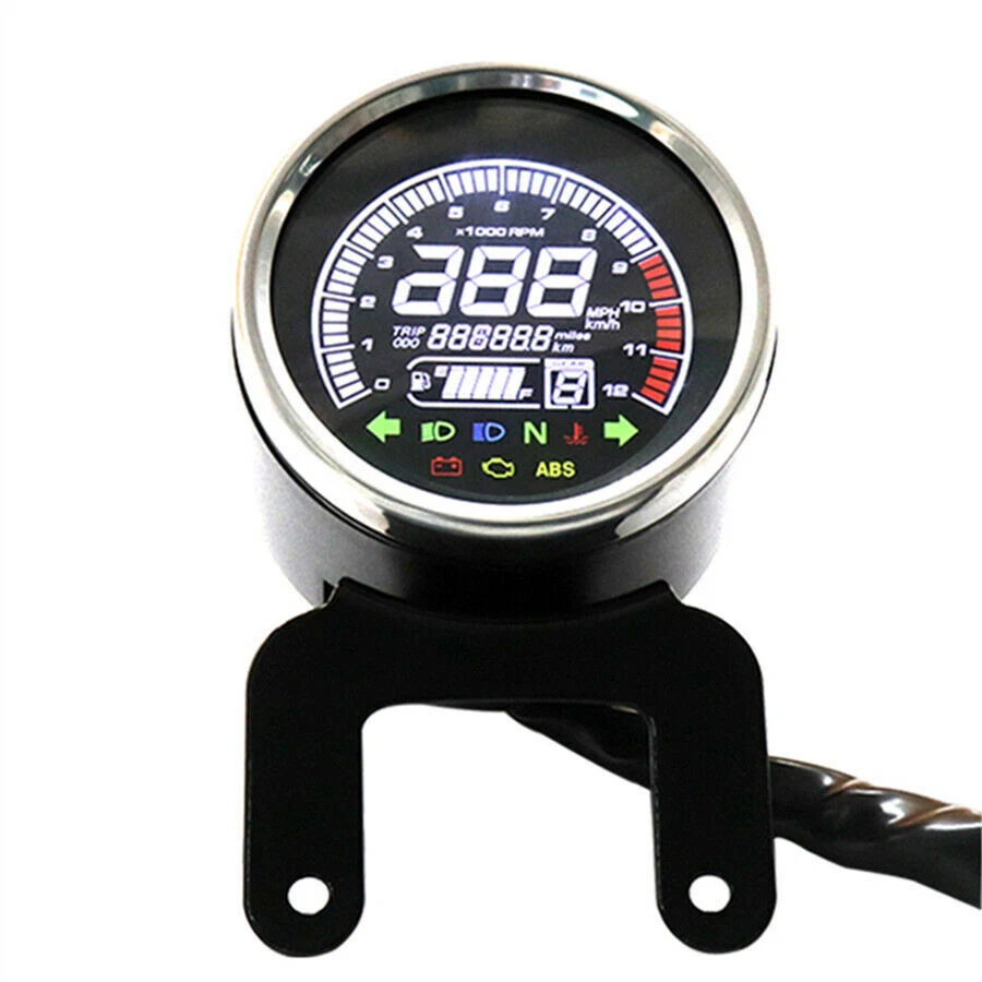 12V LCD Digital Odometer Speedometer Tachometer Gauge Meter For Motorcycle Foto 2 de 4