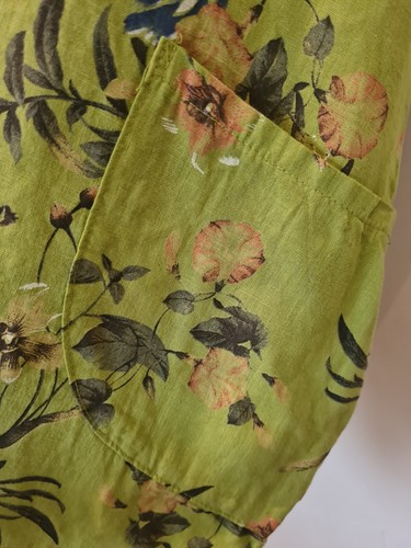 Italian Lagenlook Linen Tunic Top floral with Pockets Plus Size UK 16-20 New - Picture 12 of 17