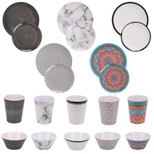 16 Piece Dinnerware Set Melamine Kitchen Dinner Sets Dessert Plates Bowls Cups