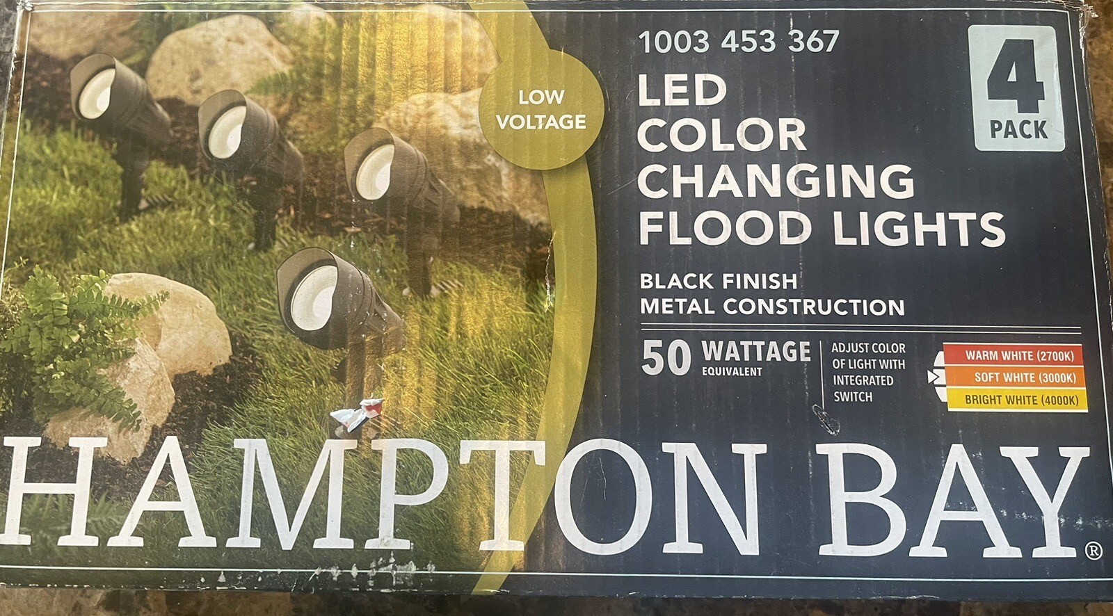 Hampton Bay 50V LED Color Changing Flood Light Adjustable Head Black 4