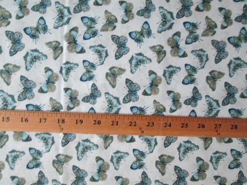 Butterfly Butterflies Monarch Blues Greens Creamy Cotton Fabric BTHY - Picture 5 of 6