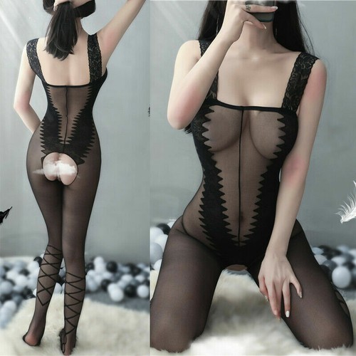 Floral Bodystocking Stockings Bodysuit Babydoll Fishnet Sleepwear Lingerie Dress - Picture 181 of 402