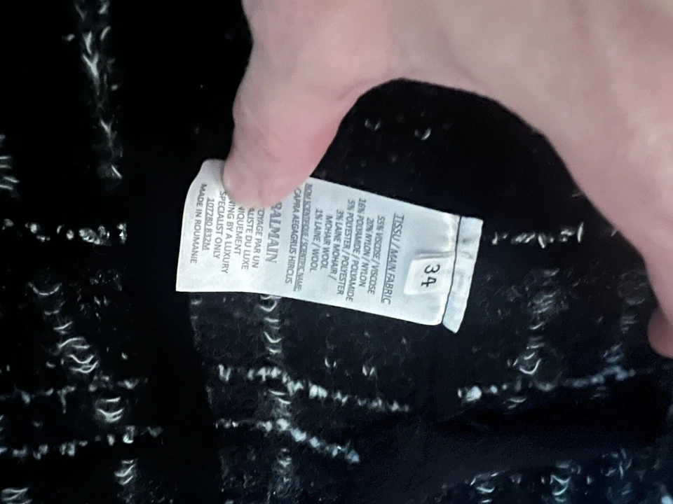 AUTHENTIC BALMAIN TWEED BLAZER JACKET SZ 34 US 2 - Image 3 of 4