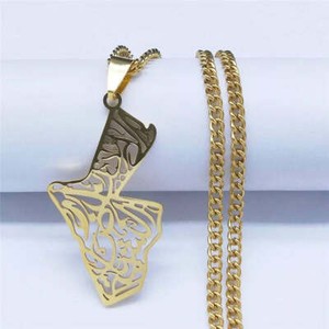 Authentic Jordan Map Arabic Calligraphy Necklace Chain Pendant