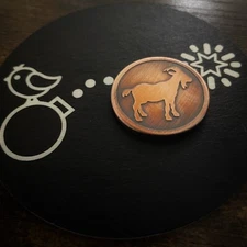 THE GOAT (Raised Relief Aged Copper) Hand Made Custom Golf Ball Marker!