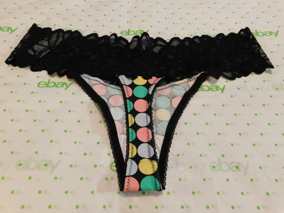 Flirtitude Mujer Tanga Bragas Talla MEDIANA Color Lunares Algodón con Banda de Encaje Nuevo Foto 2 de 2