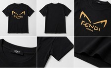Fendi Roma Mens M Black Crew Neck Short Sleev...