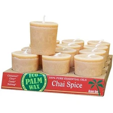 Aloha Bay Candle Eco Palm Wax Votives Chai Spice Light Brown 12 Unit