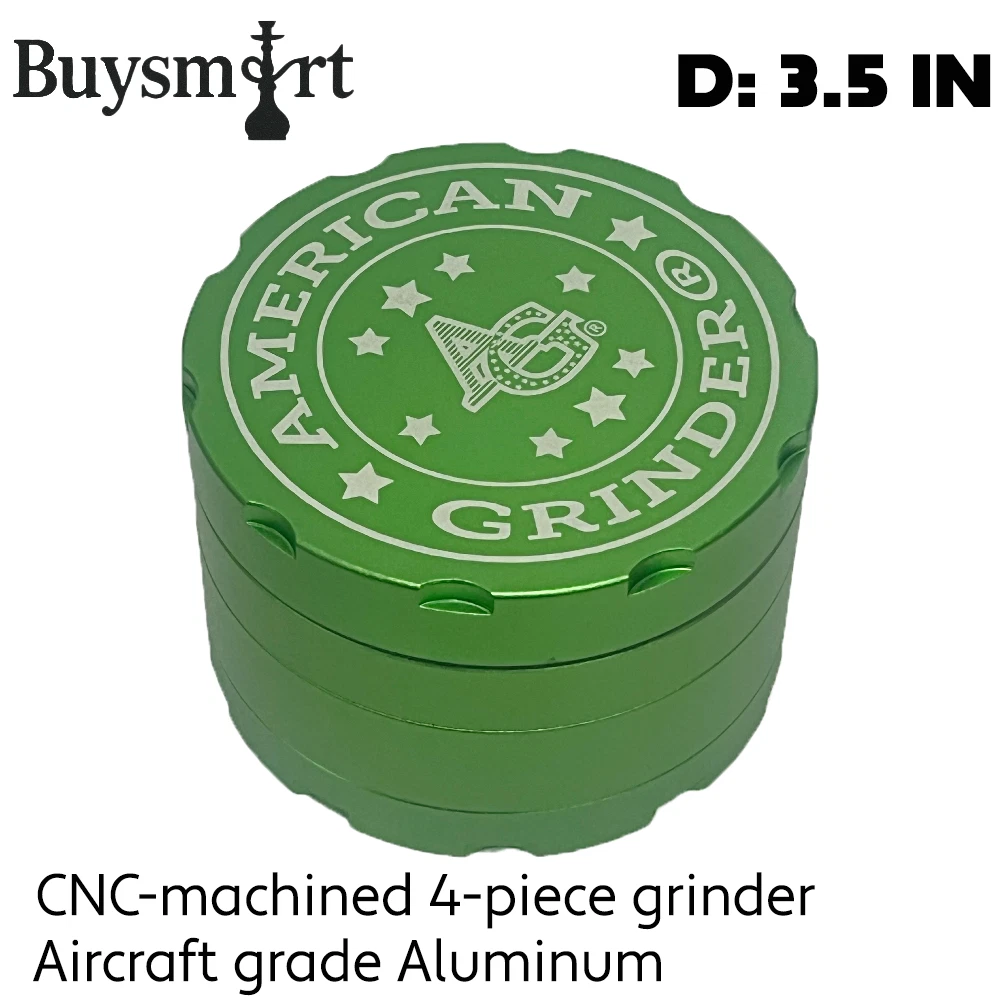 American Grinder® 3.5" 4-Piece Herb Spice Tobacco Grinder CNC Aluminum GREEN