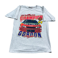 Vintage Jeff Gordon Shirt Men Large Gray NASCAR Racing Tee 90s Winston Cup 1997