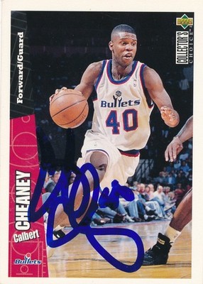 1996-97 Upper Deck Collectors Choice Calbert Cheaney Signed Card #162 Bullets