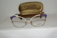New Auth Miu Miu Eyeglasses 50P Pale Gold/Beige/Violet USO-101 54-18 W Orig Case