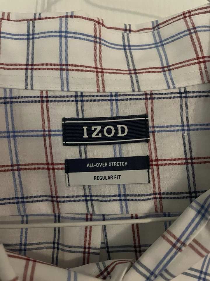 IZOD Button Down Dress Shirt - Men’s 2XL 18.5 34:35 - Red White & Blue Worn Once - Image 2 of 4