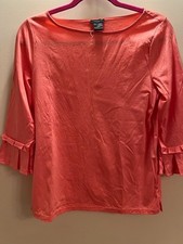 Ann Taylor Factory SMALL Fluted Pleated End Sleeves Coral Peach Color