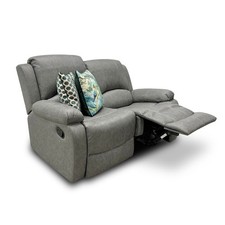‘Bennett’ 2 Seater Sofa Grey Endurance Fabric Manual Recliner High Back NEW