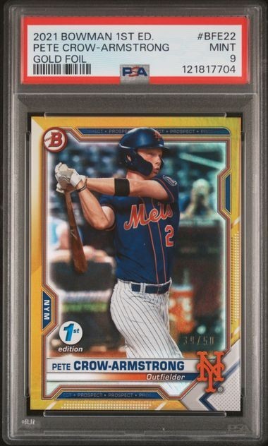2021 BOWMAN 1ST EDITION GOLD FOIL #BFE22 PETE CROW-ARMSTRONG /50 PSA 9