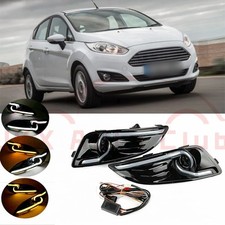 Parachoques delantero LED DRL luces diurnas faros antiniebla biseles para Ford Fiesta 2013-2016 X