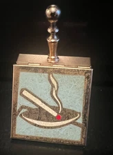 Vintage Antique Mini Portable Pocket Purse Cigarette Ashtray Brass