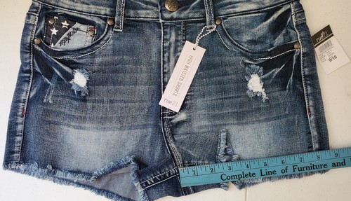 Nwt Rue21 Junior's Jeans Shorts Lot 4th Of July 9/10 American Flag Stars USA - Picture 15 of 22