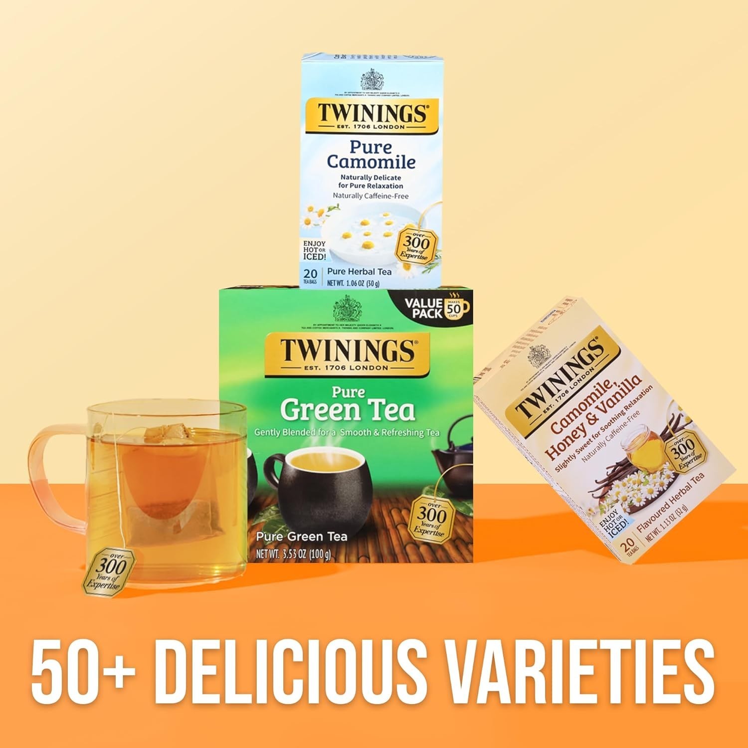 Twinings Pure Camomile Tea Bags, 20 Count (Pack of 6)
