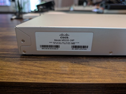Cisco Meraki MS220-24P 24-Port Gigabit PoE+ Cloud-Managed Switch Used UNCLAIMED - Afbeelding 5 van 6