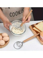 Danish Dough Whisk for Breads and Dough Stainless Steel with pp Wooden Handle UK