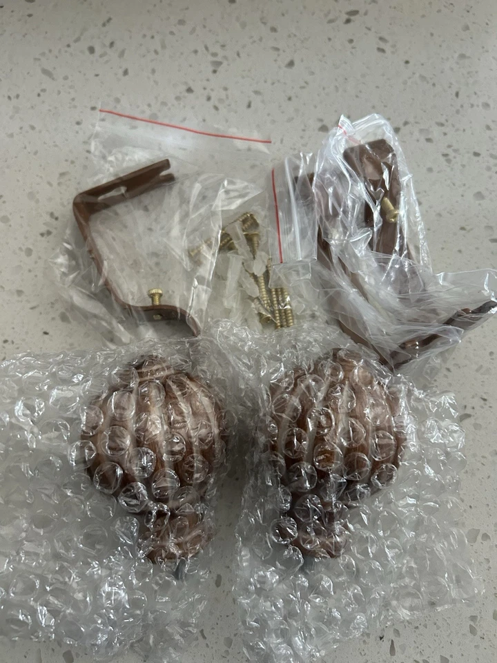 "Barras de cortina de madera antiguas doradas QDWIS para ventanas de 36"" a 150"" - totalmente nuevas" Foto 2 de 4