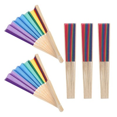 5 Pcs Folding Hand Fans Rainbow Style Fans For Performance Wedding Events
