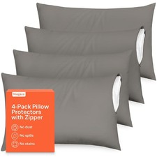 Ultra Soft Pillow Protectors with Zipper - Standard Size - Set of 4 - Gray 100