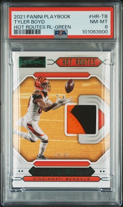 Panini Playbook Hot Routes Tyler Boyd Green /49 Memorabilia PSA 8 Bengals HR-TB