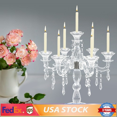 Crystal Candle Holder Candelabra 7-arm Wedding Birthday Party Gift Candlestick