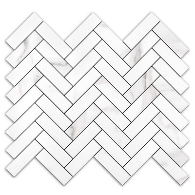 10 Sheets Herringbone Peel and Stick Backsplash, Stick on Aluminum Composite ...