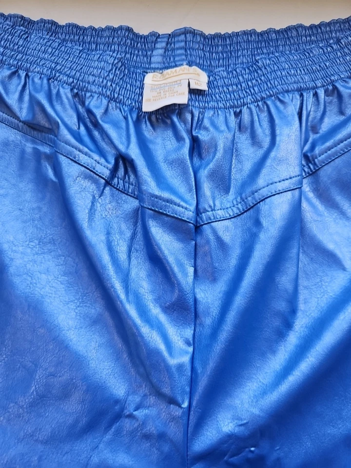 Pantalones de PVC vintage ROAMAN’S AÑOS 80 IMITACIÓN CUERO PARA MUJER H2 28/30 pulgadas cintura azul Foto 3 de 4