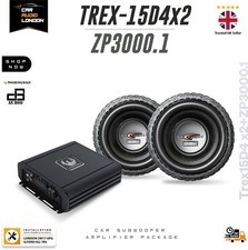 Phoenix Gold ZP3000.1 Monoblock Amp + DB Audio TREX-15D4 15″ SPL Subwoofers Pair