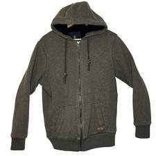 Buffalo David Bitton Hoodie Men Lg Olive Green Sherpa Lined Heavyweight Full Zip
