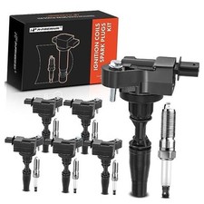 Set of 6 Ignition Coil Pack and Iridium Spark Plugs Compatible with Black