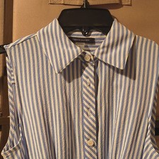 Tommy Hilfiger Women's Blue/White Striped Maxi Shirt Dress Sz 2 Belted