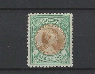 Nederland 45B Wilhelmina 50ct MH/ongebruikt CV 200 € miniem dun