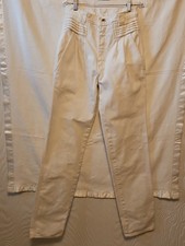 VTG Wrangler Silverlake White Jeans Womens 7x36 Made in USA Pleated High Waisted