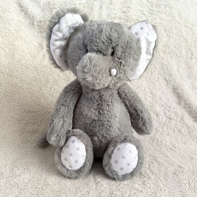 Worlds Softest Plush Grey Elephant Star Pattern Ears Feet 13  Stuffed Animal