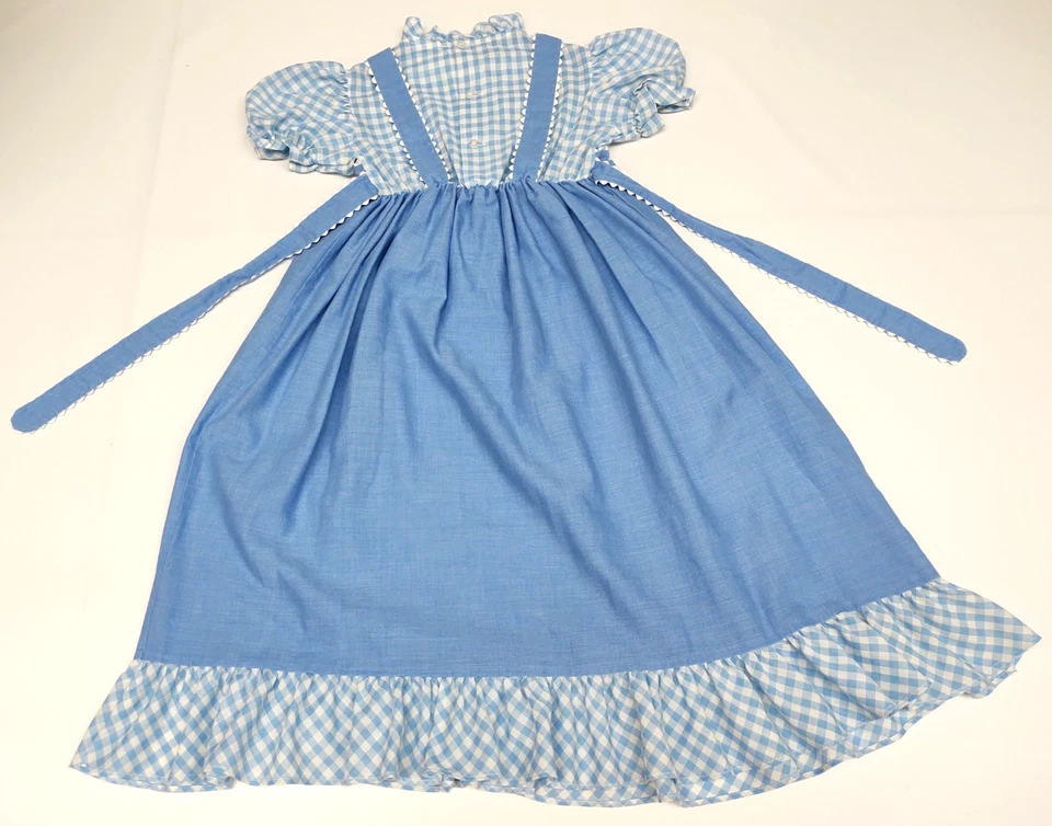 Vtg Cinderella Stop The Press Girls SZ 5 Blue Plaid Apron Dress W/Strawberry - Image 2 of 4