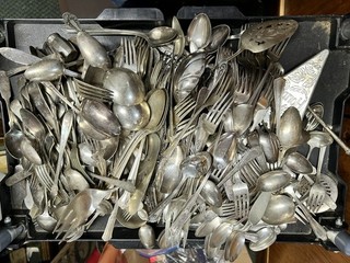 Huge antique silver plated flatware lot 25 pounds!