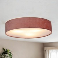Deckenlampe Deckenleuchte Rund Ø 50 Cm H: 10 Cm Samt Schirm FüR 3X E27 Rosa
