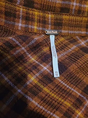 Abito Free People Milo giallo marrone quadri bottoni davanti XS nuovo con etichette - Foto 5 di 5