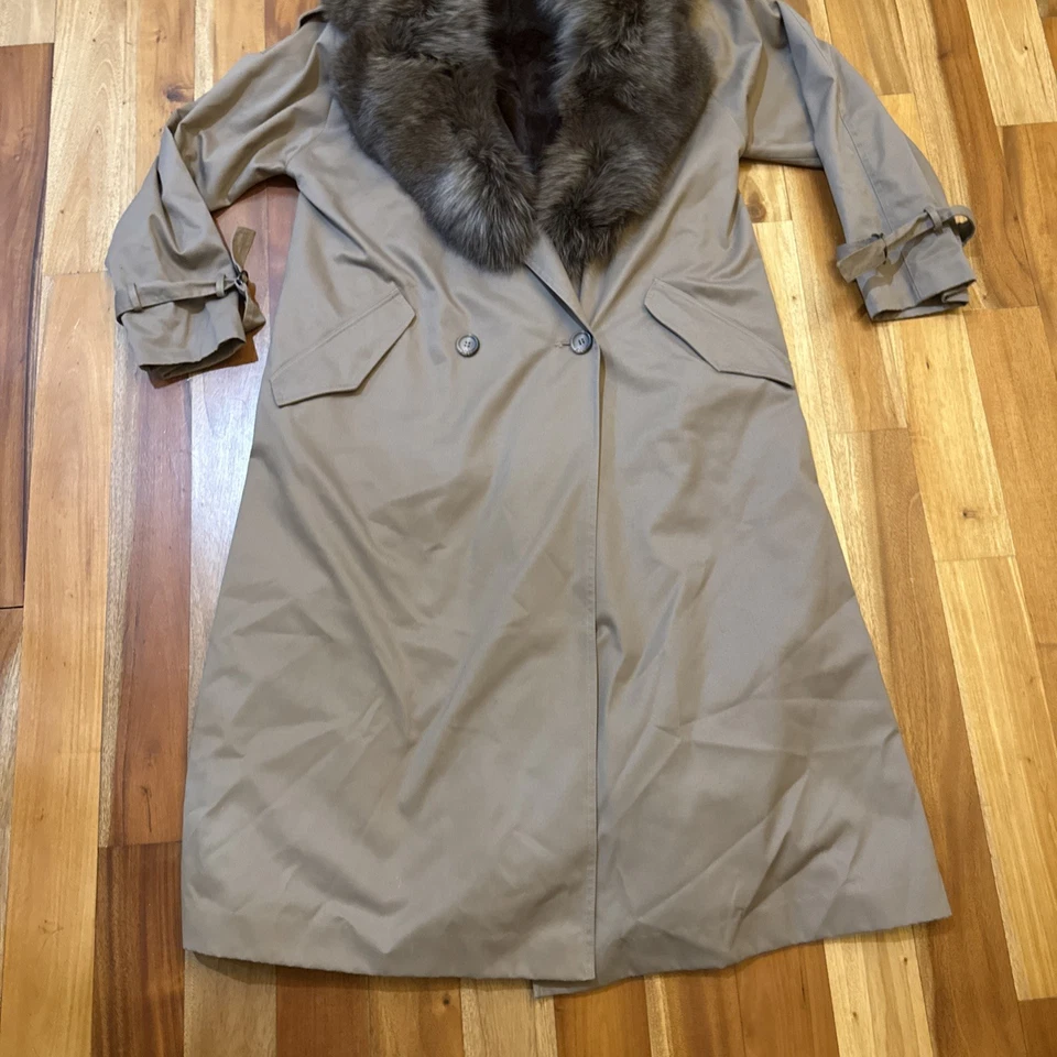 Gabardina vintage de piel de zorro/conejo azul noruego SAKS FIVE AVENUE para mujer talla 10 Foto 3 de 4