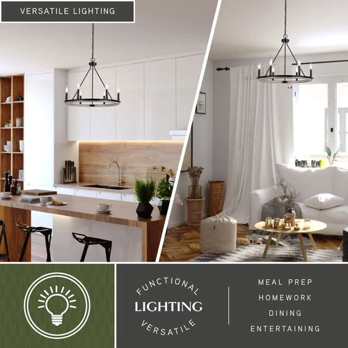 Vaxcel Lighting H0274 Russel 6 Light 25"W Candle Style Chandelier - Matte Black - Picture 12 of 12