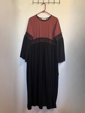 Islamic Abaya Long Maxi Dress Kaftan Lace Contrast