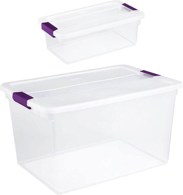 6-Pack 66 Qt & 12-Pack 6 Qt Clearview Latch Box, Clear Organizer Bins with Lids